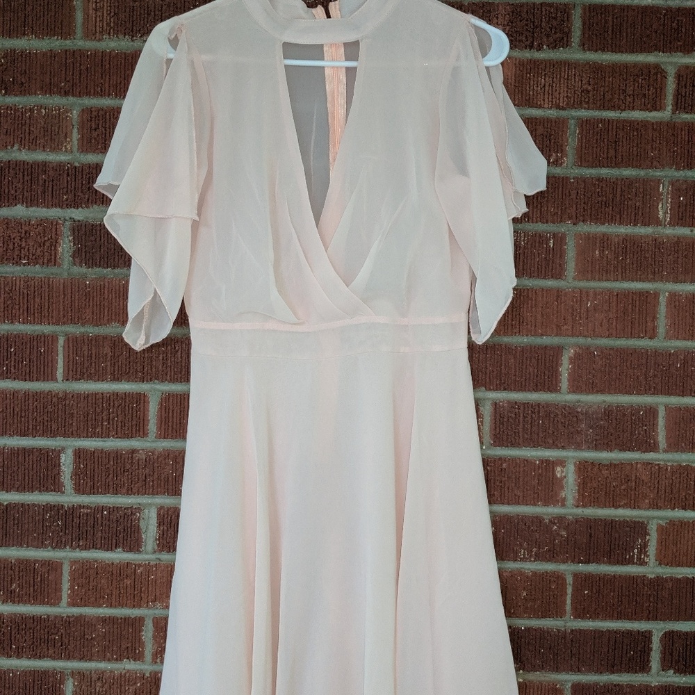 light pink sheer classic evening dress